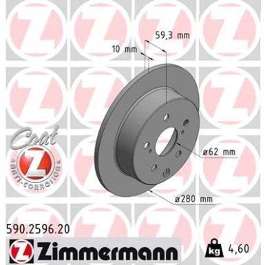 ZIMMERMANN Bremsscheibe | 590.2596.20