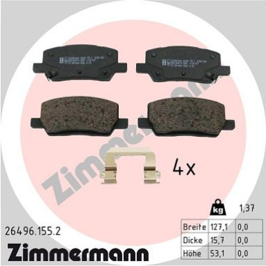 ZIMMERMANN Bremsbelagsatz, Scheibenbremse | 26496.155.2