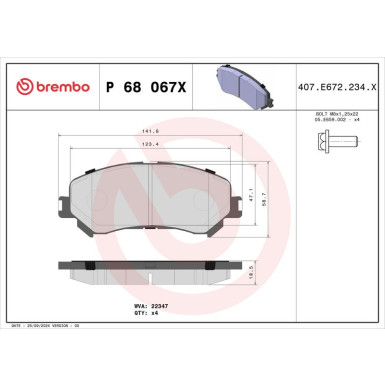 BREMBO Bremsklötze VA RENAULT Espace,Megane 15 XTRA LINE P 68 067X