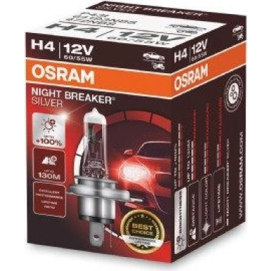 H4 12V 60/55W P43t NIGHT BREAKER® SILVER +100% Osram | 1 Stück | 64193NBS