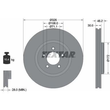 Bremsscheibe Jaguar P. S-Type/Xf/Xj/Xk 99-15 PRO+ 92173505