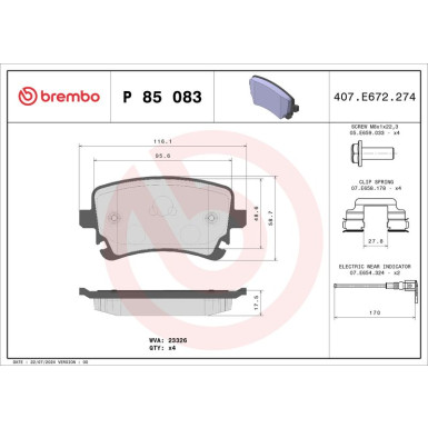 BREMBO Bremsklötze HA VW T5, T6 03 PRIME LINE P 85 083