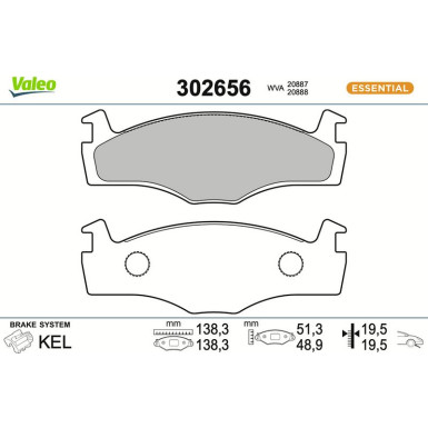 VALEO Bremsbeläge 302656