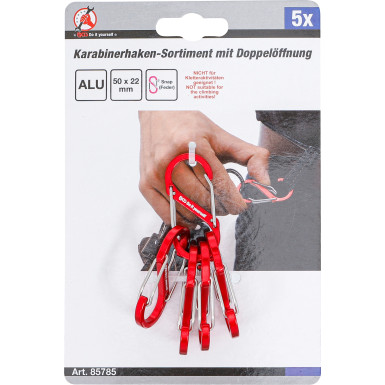 BGS Karabinerhaken-Sortiment mit Doppelöffnung Aluminium 5-tlg BGS Do it yourself 85785