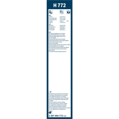BOSCH | Wischerblatt H772 | TWIN-Standard | 3397004772