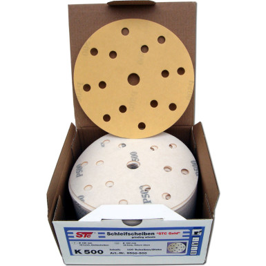STC Schleifscheibe Gold (150 mm, 15 Loch, Klett), 500er Körnung | 8500500 STC Schleifscheibe Gold (150 mm, 15 Loch, Klett), 500er Körnung | 8500500