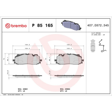 BREMBO Bremsklötze VA AUDI A4, A5, A8, Q7 15 PRIME LINE P 85 165 BREMBO Bremsklötze VA AUDI A4, A5, A8, Q7 15 PRIME LINE P 85 165
