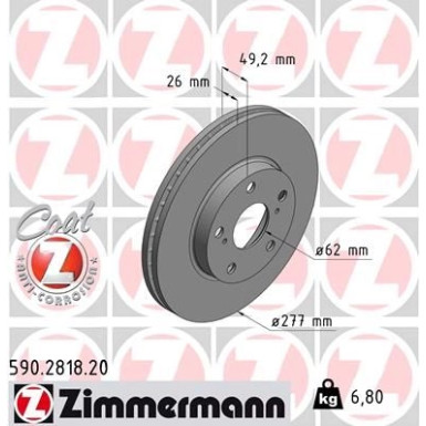 ZIMMERMANN Bremsscheibe 590.2818.20 Coat Z ZIMMERMANN Bremsscheibe 590.2818.20 Coat Z