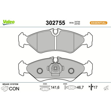 VALEO Bremsbeläge 302755
