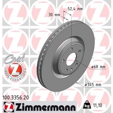 ZIMMERMANN Bremsscheibe 100.3356.20 Coat Z