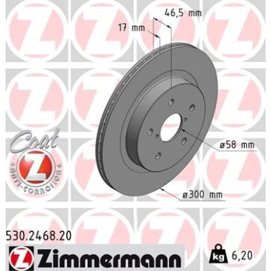 ZIMMERMANN Bremsscheibe 530.2468.20 Coat Z