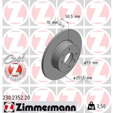 ZIMMERMANN Bremsscheibe 230.2352.20 Coat Z