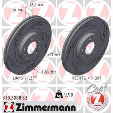 ZIMMERMANN Bremsscheibe 370.3088.53 BLACK Z