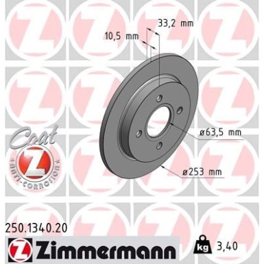 ZIMMERMANN Bremsscheibe 250.1340.20 Coat Z