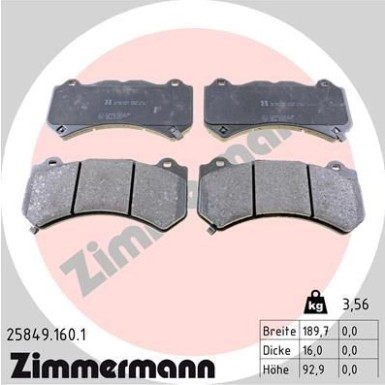 ZIMMERMANN Bremsbelagsatz, Scheibenbremse | 25849.160.1