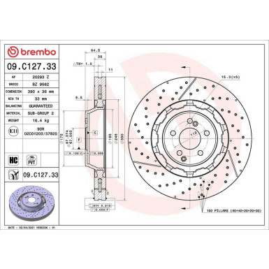 Bremsscheibe VA MERCEDES S-Klasse 13 PRIME LINE - Dual Cast 09.C127.33