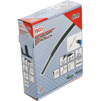 BGS Schrumpfschlauch-Box | schwarz | Ø 3 mm | 8 m | 6923