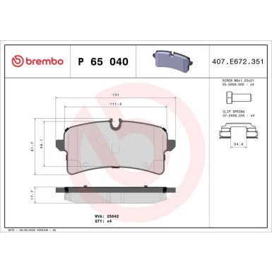 BREMBO Bremsklötze HA PORSCHE Macan 14 PRIME LINE P 65 040