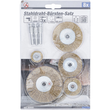 BGS Stahldraht-Bürsten-Satz Ø 25 - 75 mm 8-tlg BGS Do it yourself 50908