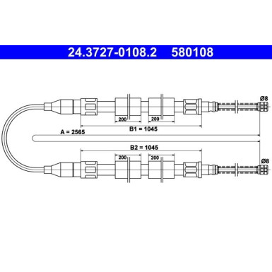 ATE Handbremsseil Seilzug Festellbremse 24.3727-0108.2