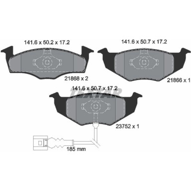Bremsbelagsatz Vw P. Polo 01-/Fabia 1.2 Disc 239Mm Mit Sensor | 2186801