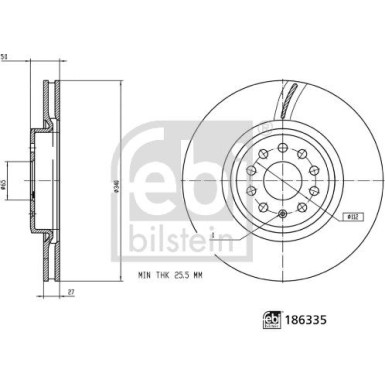 FEBI BILSTEIN Bremsscheibe 186335 FEBI BILSTEIN Bremsscheibe 186335