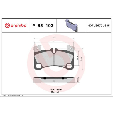 BREMBO Bremsklötze HA AUDI Q7 PORSCHE VW Touareg 02-16 PRIME LINE P 85 103