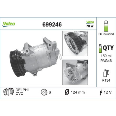 Kompressor, Klimaanlage VALEO CORE-FLEX 699246
