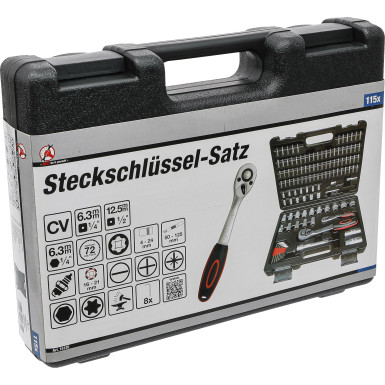 BGS Steckschlüssel-Satz Sechskant | Antrieb 6,3 mm (1/4"""") / 12,5 mm (1/2"""") | 115-tlg | 15120