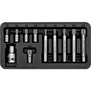 YT-0415 Bitsatz Spline 11-Tlg. Metallkasten