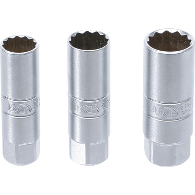 BGS Zündkerzen-Einsatz-Satz Zwölfkant | Antrieb Innenvierkant 10 mm (3/8"""") | SW 14 - 16 - 18 mm | 3-tlg | 6858