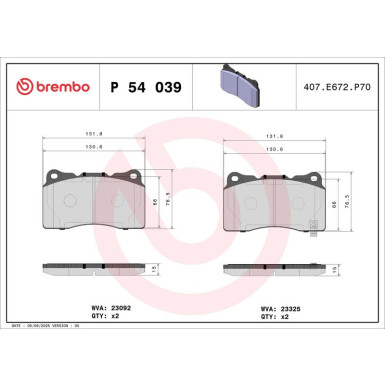 BREMBO Bremsklötze VA | MITSUBISHI Lancer 00-13 | P 54 039