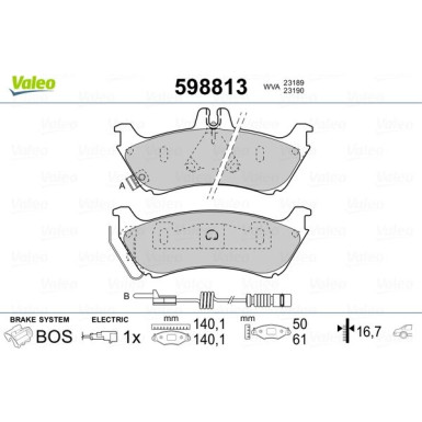 VALEO Bremsbeläge 598813