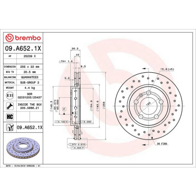 Bremsscheibe HA Xtra | AUDI A3,VW Golf,SEAT,SKODA 98 | 09.A652.1X