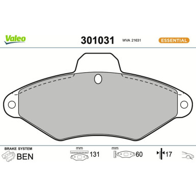 VALEO Bremsbeläge 301031