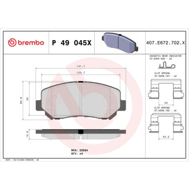 BREMBO Bremsklötze Xtra VA MAZDA CX-5 11 XTRA LINE P 49 045X