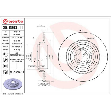 Bremsscheibe HA MERCEDES GLR 18 PRIME LINE - UV Coated 08.D983.11