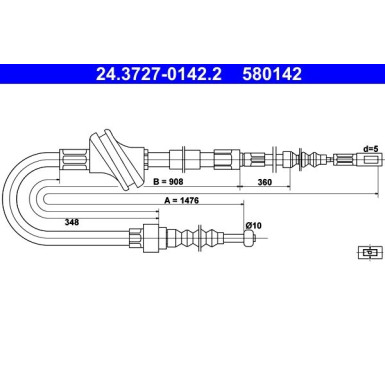 ATE Handbremsseil Seilzug Festellbremse 24.3727-0142.2 ATE Handbremsseil Seilzug Festellbremse 24.3727-0142.2