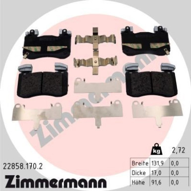 ZIMMERMANN Bremsbelagsatz, Scheibenbremse | 22858.170.2