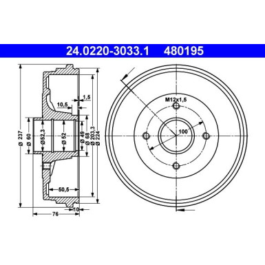 ATE Bremstrommel 24.0220-3033.1