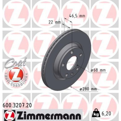 ZIMMERMANN Bremsscheibe | 600.3207.20