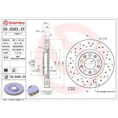 Bremsscheibe VA Xtra ALFA, FIAT 500X, JEEP 14 XTRA LINE - Xtra 09.9363.2X