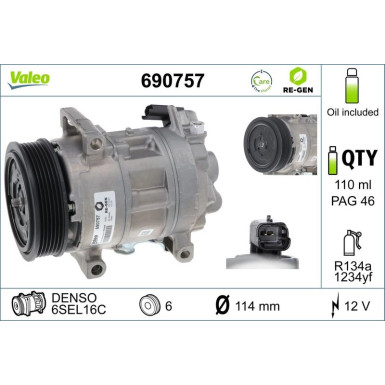 VALEO Kompressor 690757 VALEO RE-GEN AT