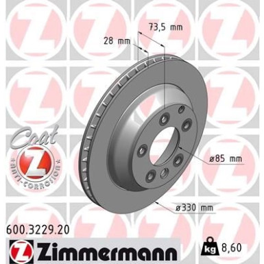 ZIMMERMANN Bremsscheibe | 600.3229.20