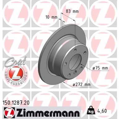 ZIMMERMANN Bremsscheibe 150.1287.20 Coat Z