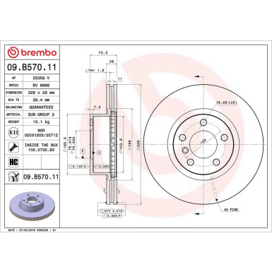 11 481 077 Bremsscheibe VA BMW X3 F25 11 PRIME LINE - UV Coated 09.B570.11