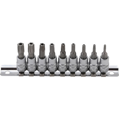 BGS Bit-Einsatz-Satz | Antrieb Innenvierkant 6,3 mm (1/4"""") | T-Profil (für Torx) mit Bohrung T10 - T50 | 9-tlg | 2165