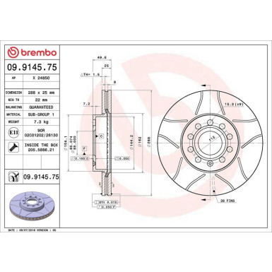 12 481 032M Bremsscheibe VA Brembo Max | AUDI A3,VW Golf,Passat,SKODA 00 | 09.9145.75