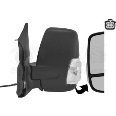 Aussenspiegel li. elek. Vers./Klap. bhz. 6PIN Ford Transit (2T) kurzer Arm Bl. 5W weiss OE 1932569 HAGUS