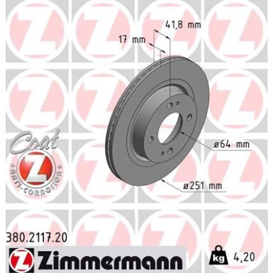 ZIMMERMANN Bremsscheibe | 380.2117.20